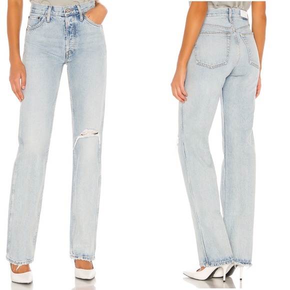 NWT RE/DONE Originals 90s High Rise Loose in Light Worn JEANS-size 28 - Picture 2 of 14